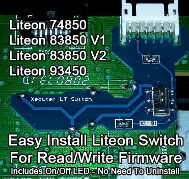 Xecuter Lt Switch. Xecuter has designed a simple switch for all the Liteon drives that enables firmware full read/write. They have also included an ON/OFF Led to show correct