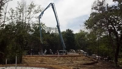 Pouring of the Slab, Concrete pumping truck pours the main slab
