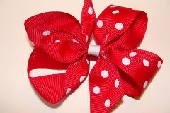 FFS!!! Red/White polka dot hair bow