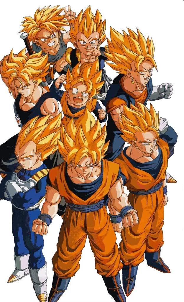 immagine di gruppo di Goku vegeta, gohan, goten, trunks