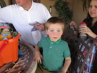 Payton getting ready to check what the easter bunny got him