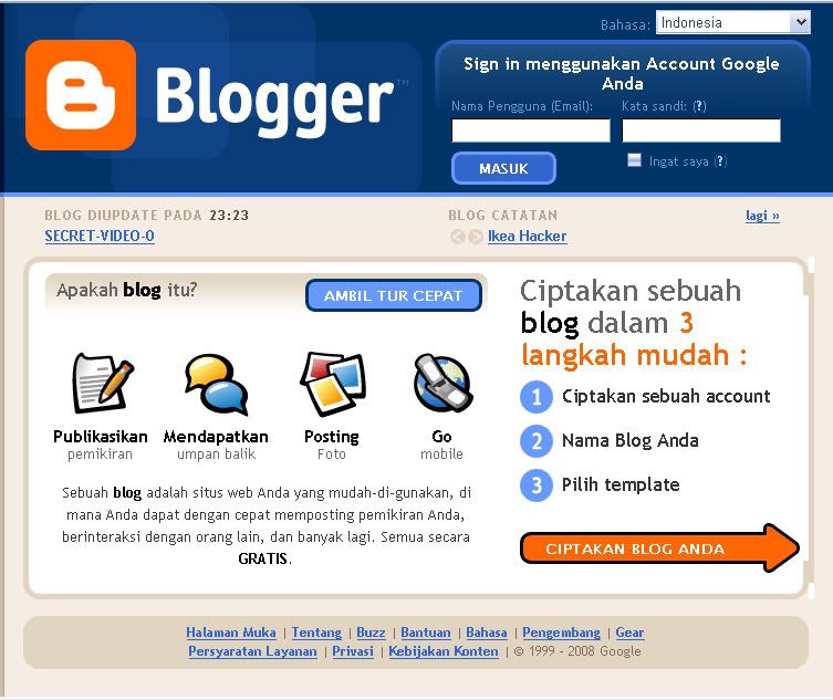 daftar account blogger