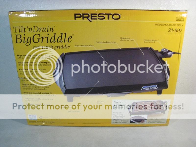 Brand New Presto 07046 Tilt'N Drain Big Griddle Cool Touch Electric Griddle